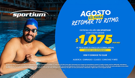 SPORTIUM - Cuotas desde $1,075.00 por mes al realizar el pago anual +MSI