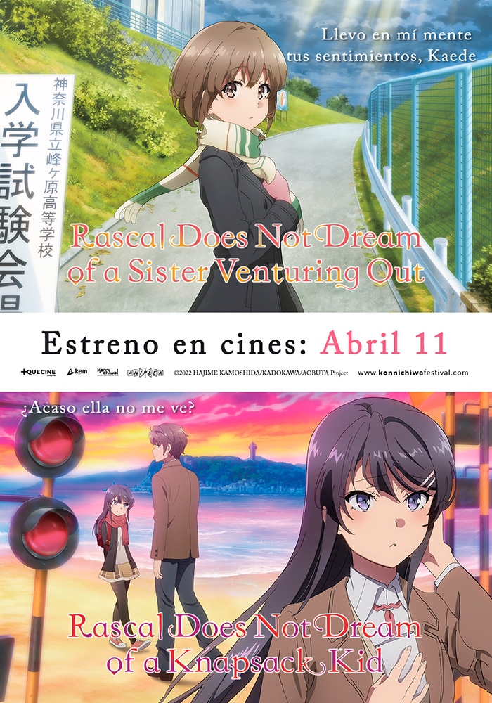 Las dos más recientes cintas de la franquicia “Rascal does not dream” en función doble en cines a partir del 11 de abril