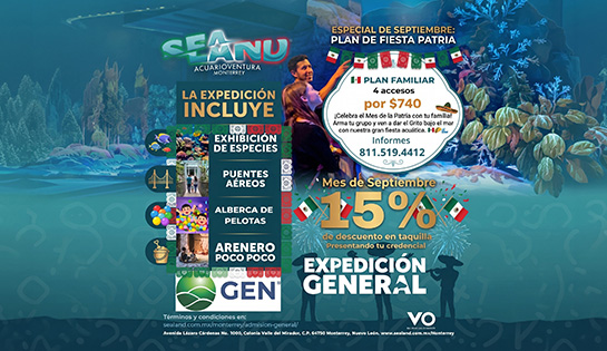 SEA LAND, Acuarioventura Monterrey - Plan Familiar por $740.00 mxn. o 15% de descuento en Expedición General.