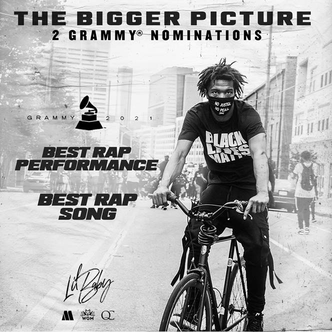 Lil Baby es nominado a dos premios Grammy por su sencillo "The Bigger Picture"