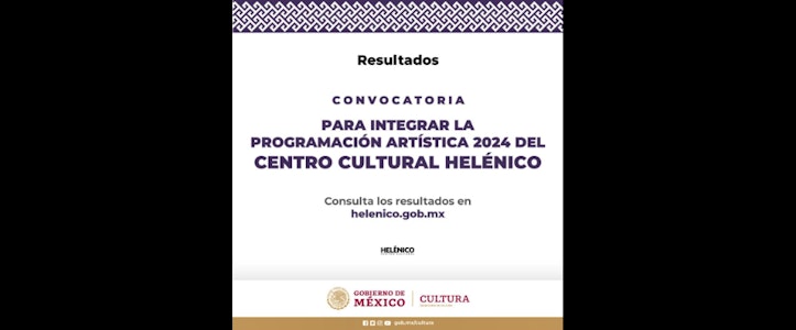 El Centro Cultural Helénico anuncia los resultados de la convocatoria para integrar su programación artística durante 2024