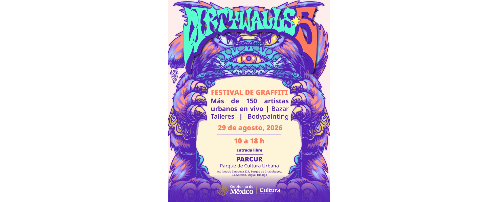 Más de 150 artistas urbanos intervendrán los muros del PARCUR en el festival Dirty Walls