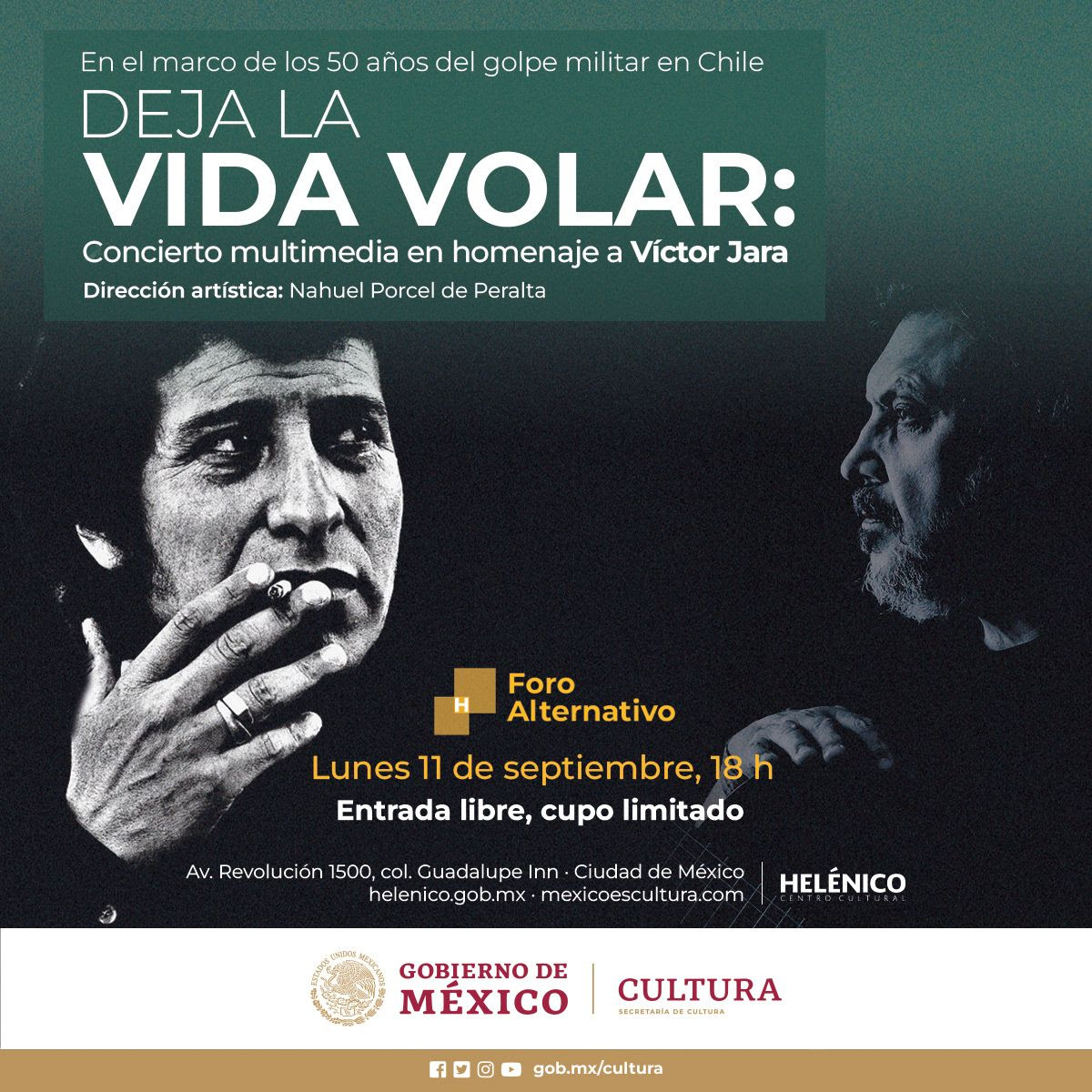 El Foro Alternativo del Centro Cultural Helénico recibe a "Deja la vida volar": un concierto multimedia en homenaje a Víctor Jara