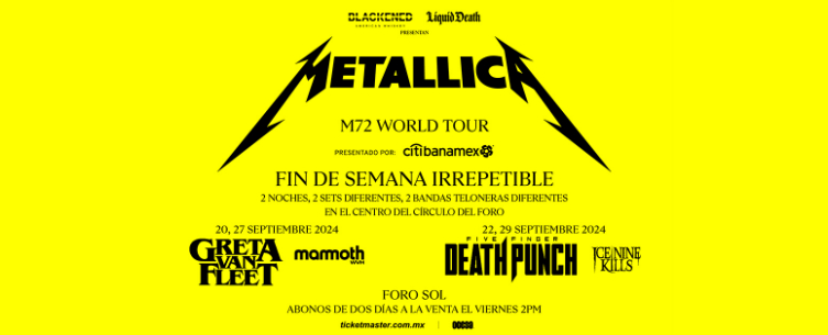 Metallica vuelve al Foro Sol de la CDMX