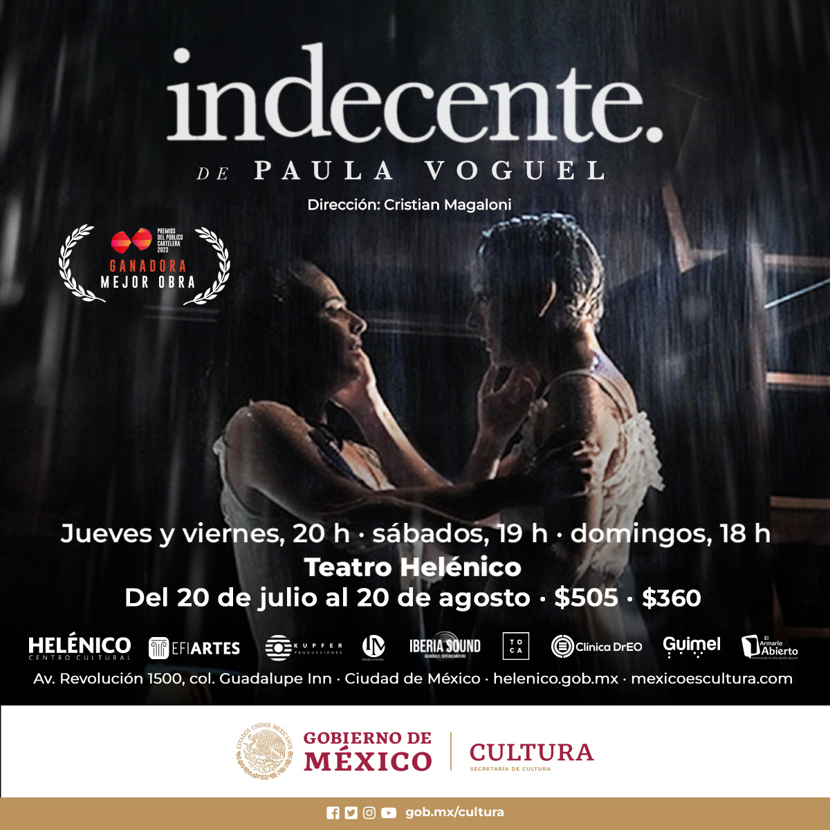 Regresa la polémica obra "Indecente", de Paula Vogel, al Teatro Helénico
