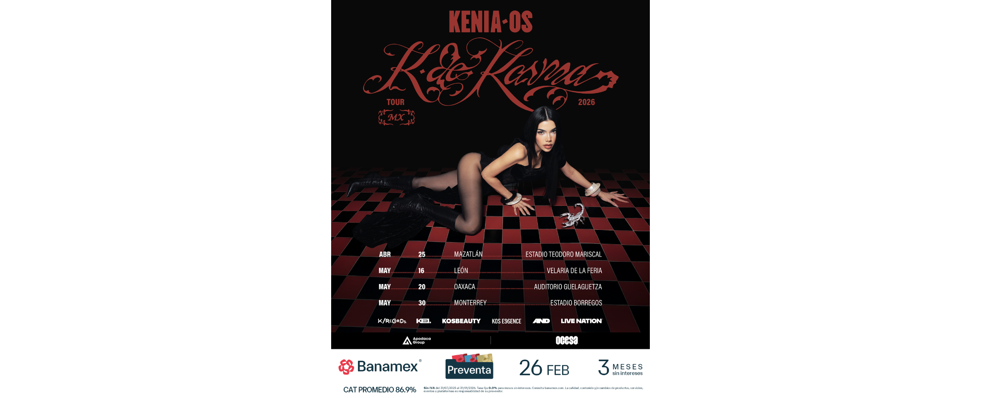 Kenia Os desata una nueva era con su "K de Karma Tour"
