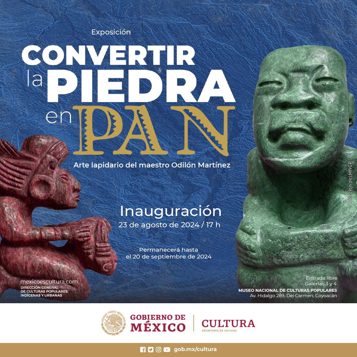 Llega al Museo Nacional de Culturas Populares el arte lapidario