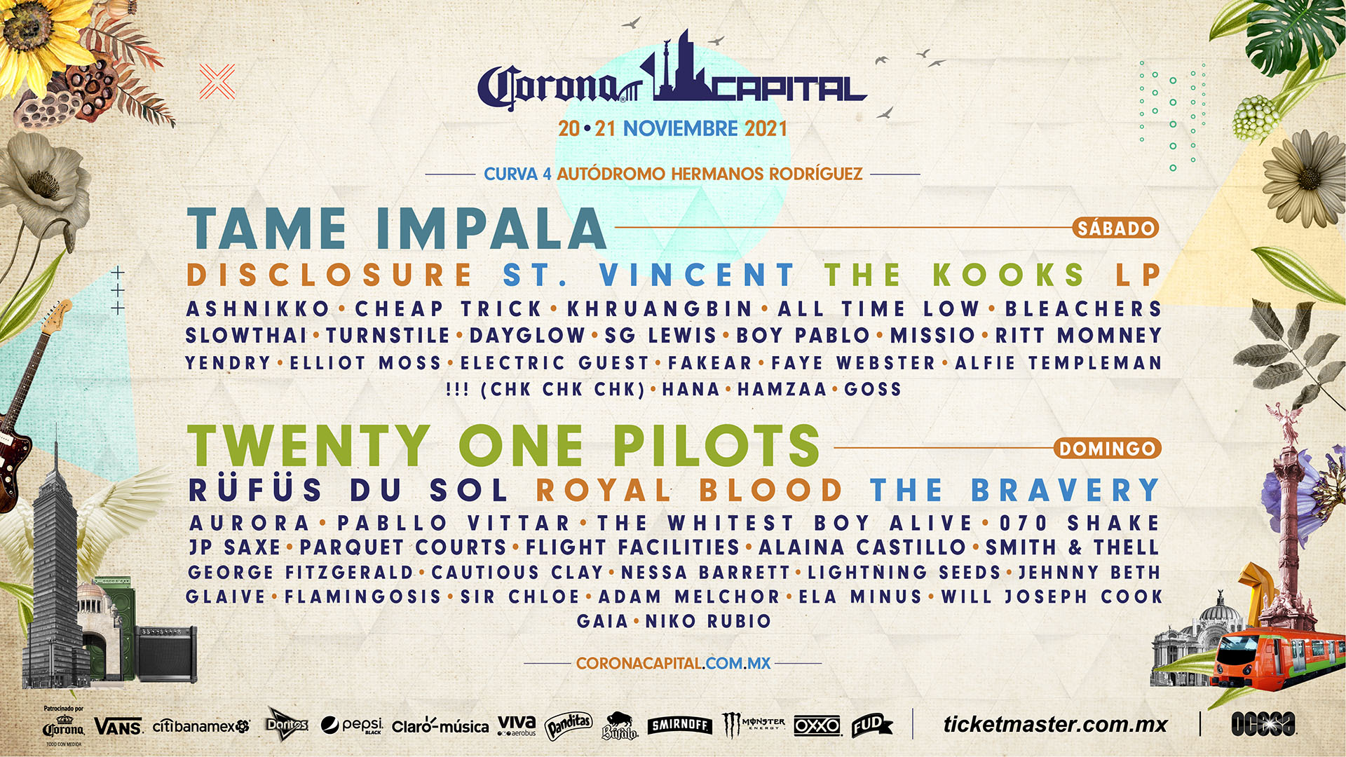 Se anuncian por día los horarios del festival Corona Capital