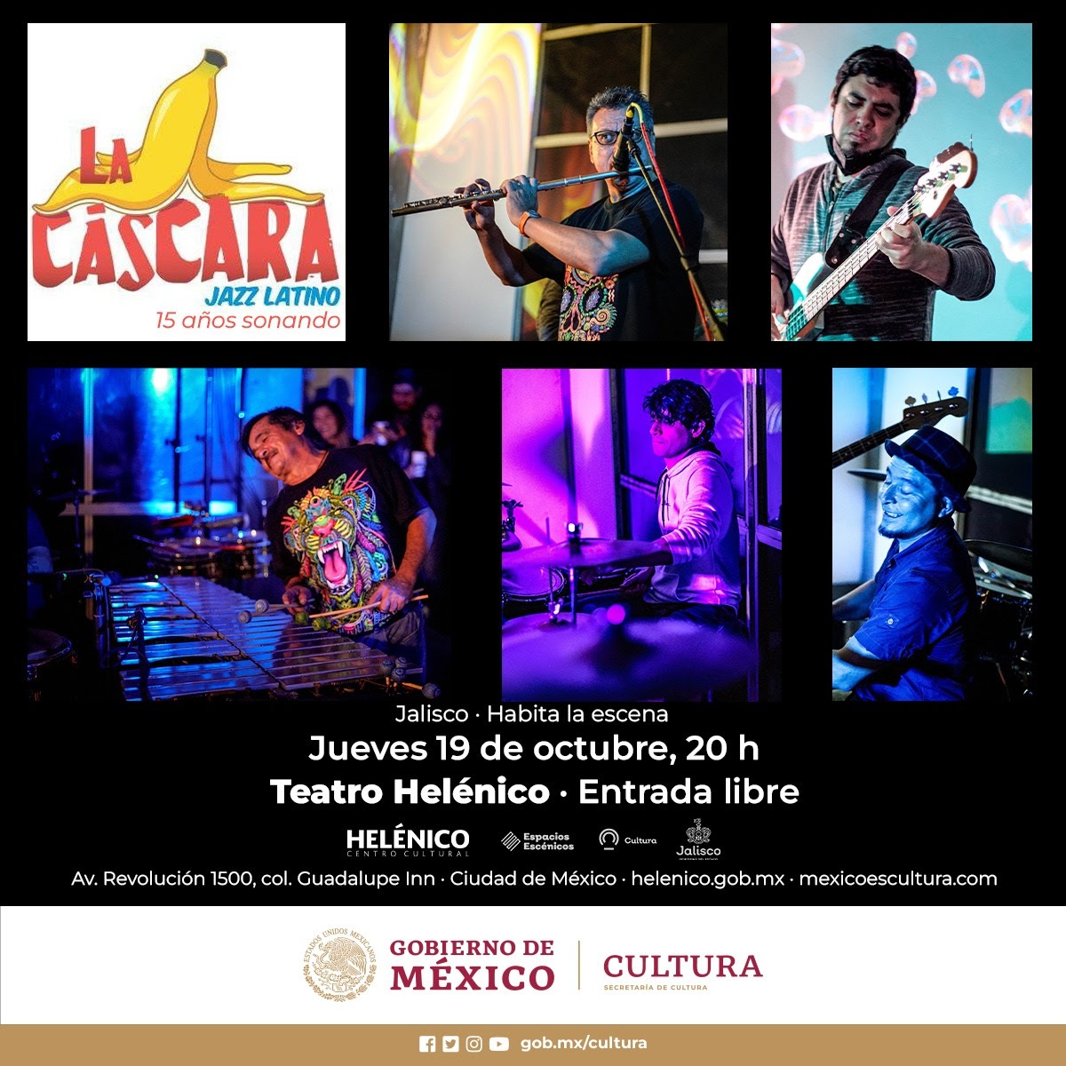 Conmemora el Centro Cultural Helénico el Día Internacional de la Música con un concierto de jazz a cargo de agrupación La Cáscara