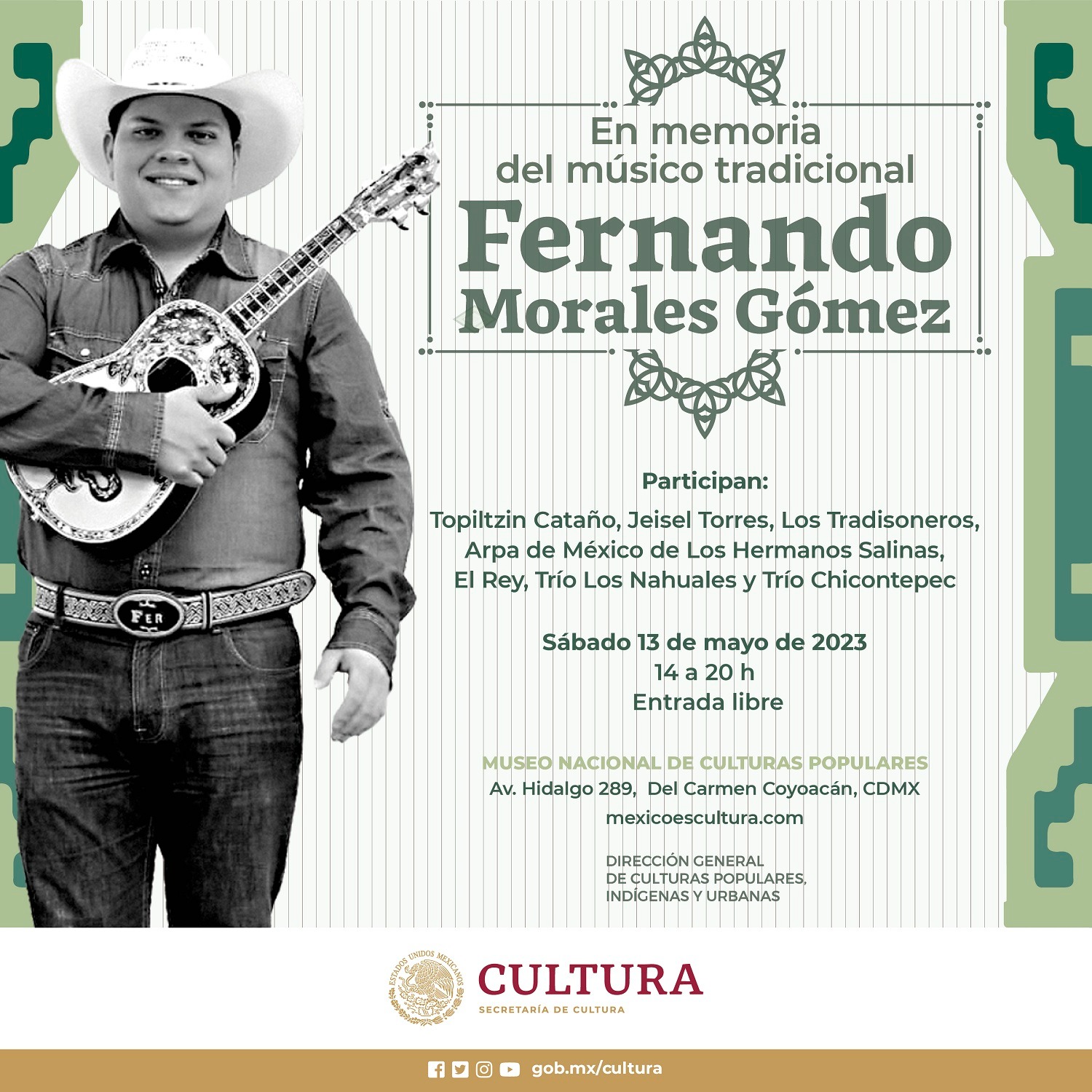 Con huapango y son jarocho, el Museo Nacional de Culturas Populares recordará al músico tradicional Fernando Morales Gómez