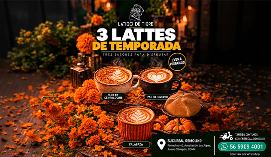 Cafetería LÁTIGO DE TIGRE - Lattes de Temporada con Precio Especial.