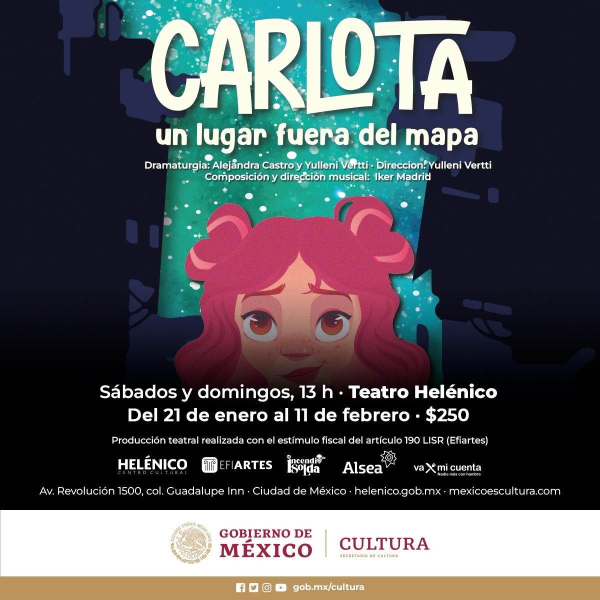 Regresa al Teatro Helénico la obra "Carlota: un lugar fuera del mapa", una de las obras predilectas del público en 2023