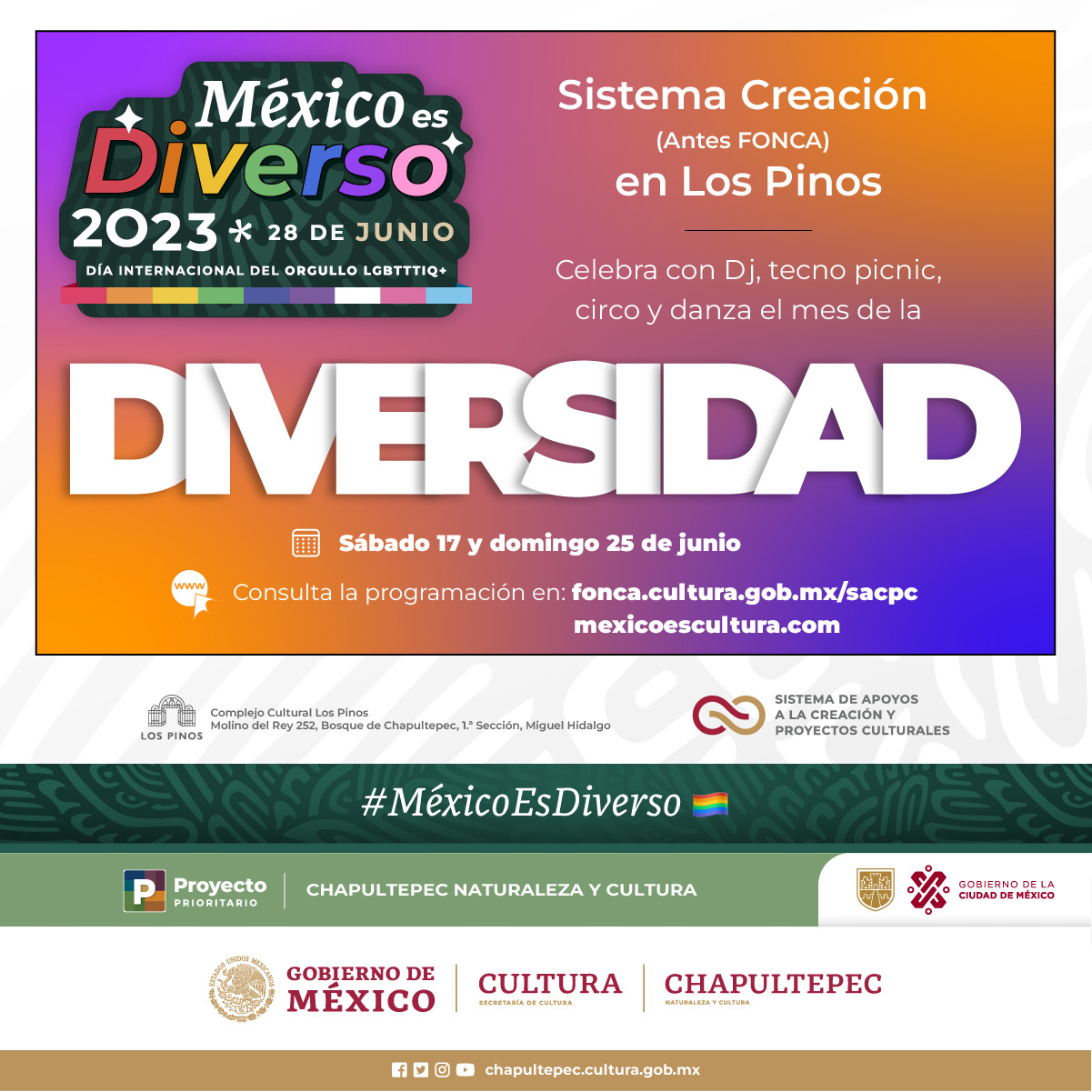 El Sistema Creación y Los Pinos invitan a celebrar la diversidad con danza, teatro, picnic y la Segunda Pasarela de Belleza Radical
