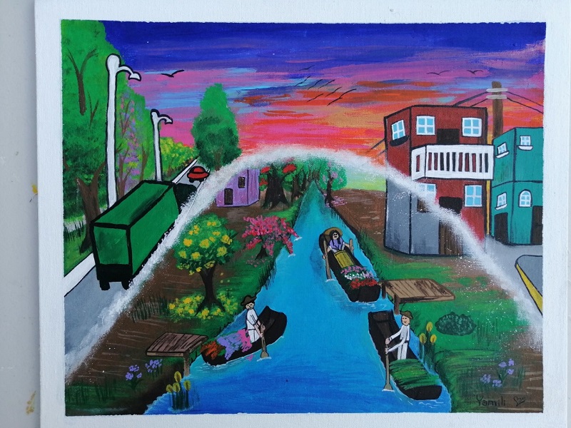 Semillero creativo de artes visuales de Bacalar, expone obras plásticas en Burdeos