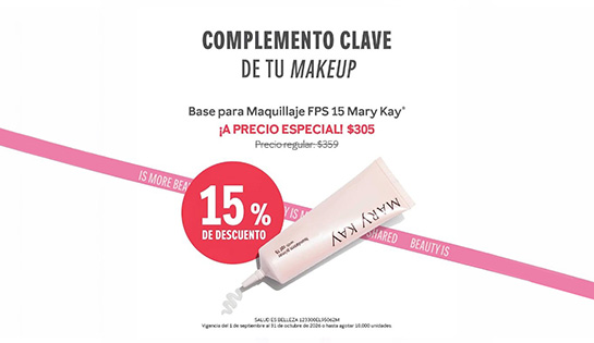 MARY KAY - 15% de descuento en Base para Maquillaje FPS 15. Precio de $305.00 mxn