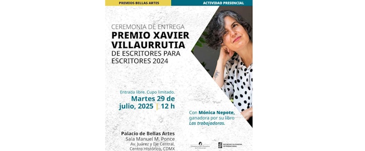 El INBAL entrega el Premio Xavier Villaurrutia a Mónica Nepote