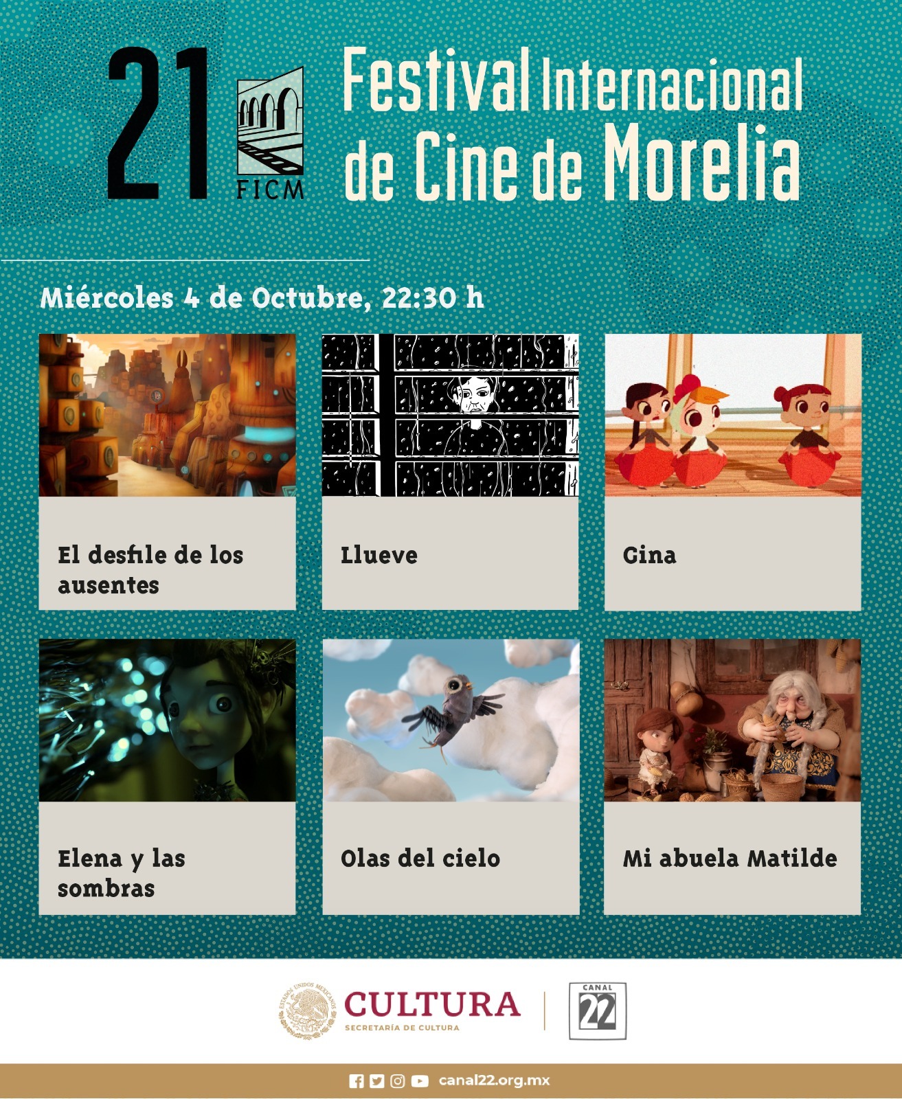 El 21er FICM presentará un programa de cortometrajes de animación en Canal 22