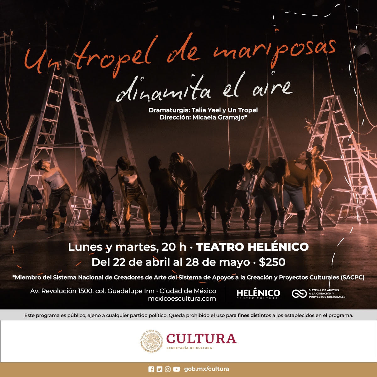 "Un tropel de mariposas dinamita el aire"; un grito en contra de la pedagogía de la crueldad, en el Teatro Helénico