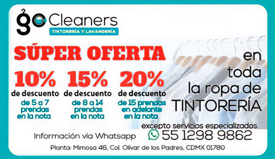 GO CLEANER - Desde un 10% hasta un 20% de descuento