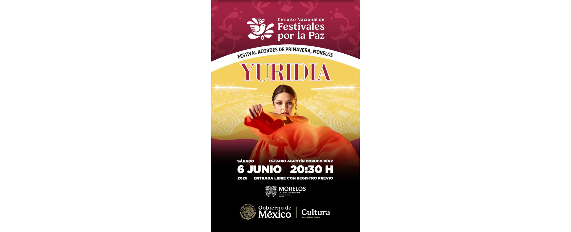 Yuridia se presentará en el Festival Acordes de Primavera en Morelos