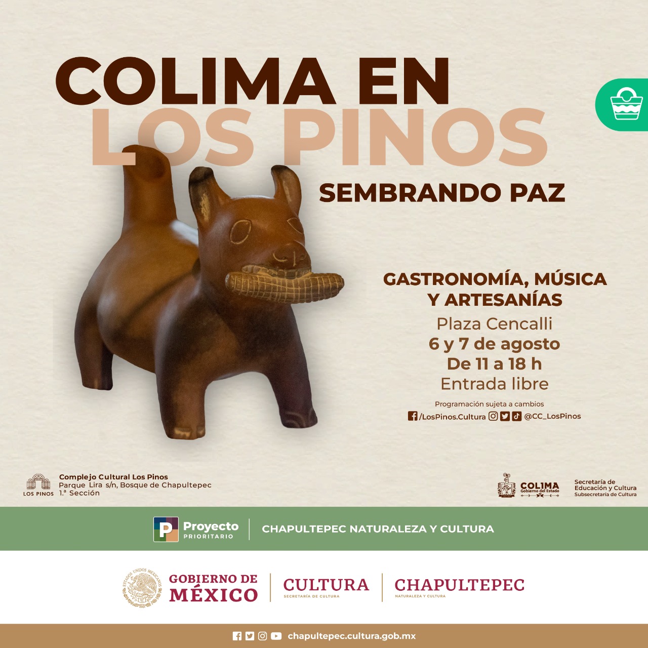 El arte, la comida y la música de Colima llenarán este fin de semana el Complejo Cultural Los Pinos