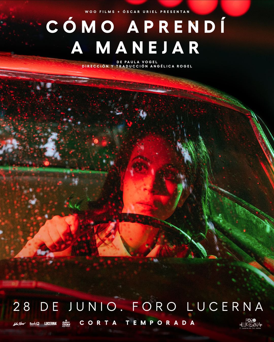 Llega al Foro Lucerna la obra “Cómo aprendí a manejar”, con la dirección de Angélica Rogel y la participación de Cassandra Ciangherotti y Juan Carlos Remolina