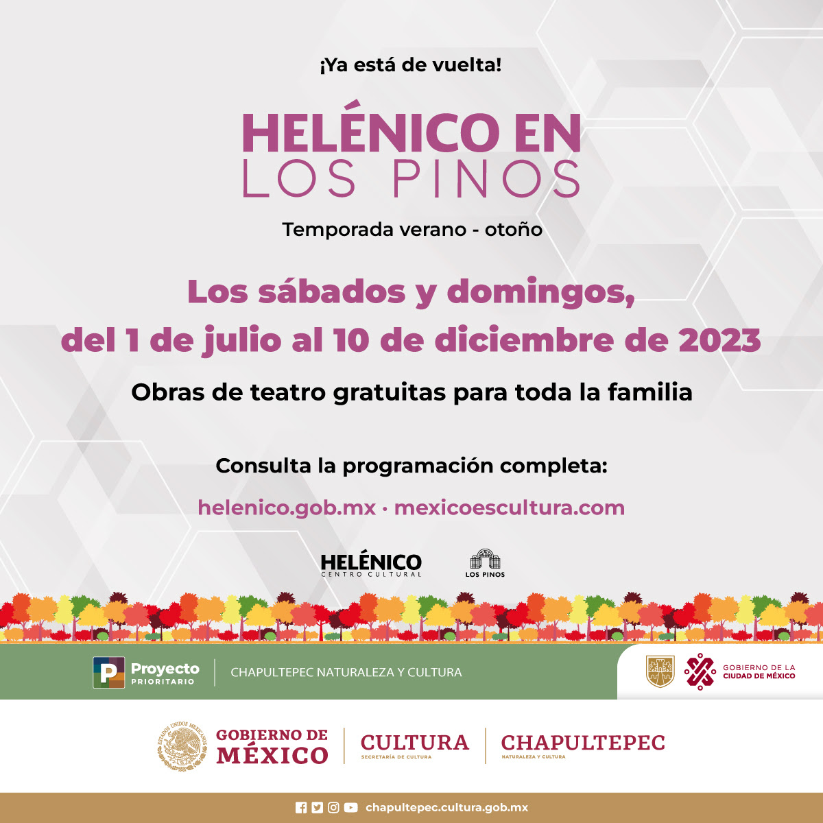 Comienza la temporada de verano-otoño del programa Helénico en Los Pinos 2023