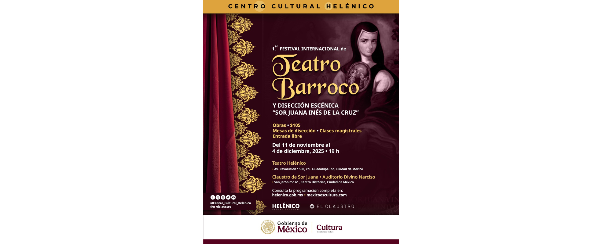 Listo el Primer Festival Internacional de Teatro Barroco y Disección Escénica “Sor Juana Inés de la Cruz”