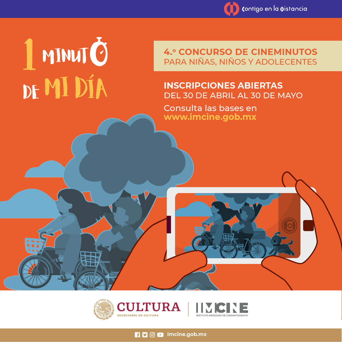 Imcine invita a niñas, niños y adolescentes a participar en el concurso de cineminutos “Un minuto de mi día”