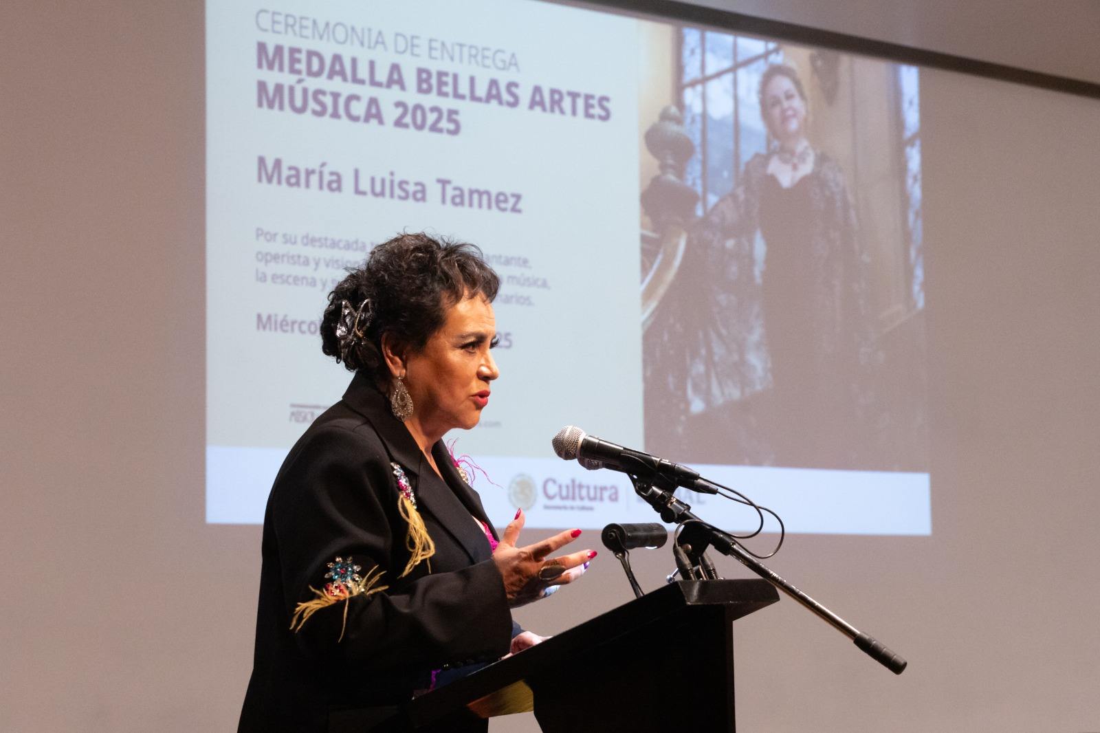 Otorgan la Medalla Bellas Artes 2025 en música a la mezzosoprano María Luisa Tamez