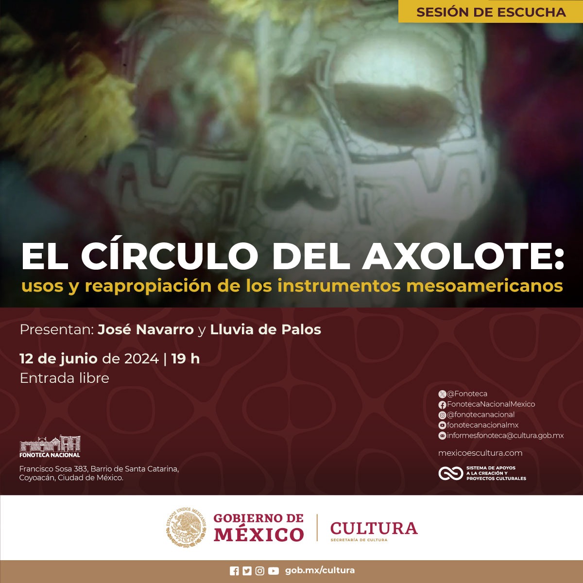 La Fonoteca Nacional presenta “El círculo del axolote”, una oportunidad para escuchar instrumentos musicales mesoamericanos