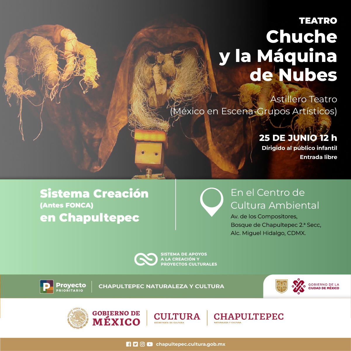 Disfruta este domingo de actividades con las y los beneficiarios del Sistema Creación en Chapultepec