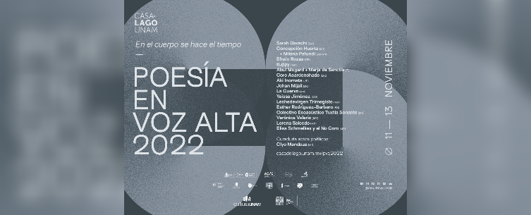 Casa del Lago UNAM anuncia la programación del Festival Poesía en Voz Alta 2022