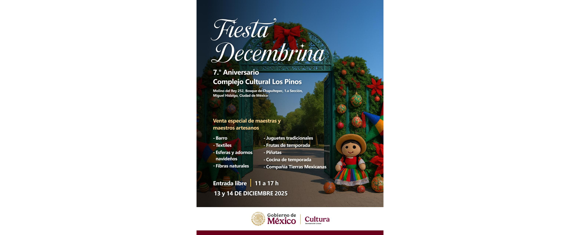 Con “Fiesta decembrina”, el Complejo Cultural Los Pinos celebra siete años