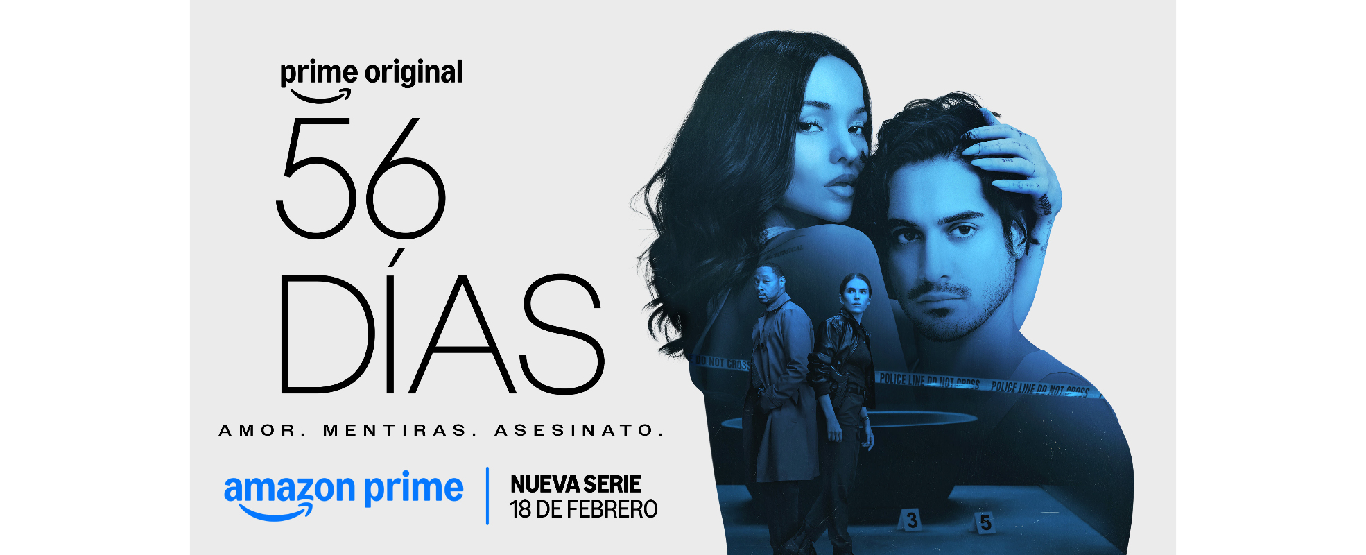 Prime Video presenta el tráiler y arte oficial de la serie "56 Días"·, protagonizada por Dove Cameron, Avan Jogia y Karla Souza