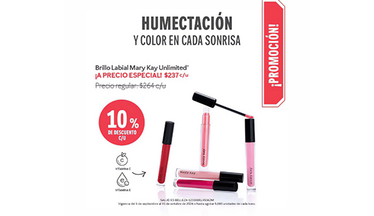 MARY KAY - 10% de descuento en Brillo Labial a un único Precio de $237.00 mxn c/u.