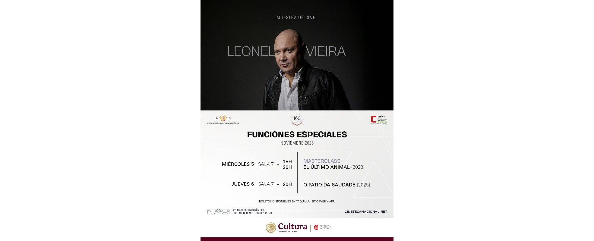 Cineteca Nacional, en colaboración con la Embajada de Portugal en México, presenta una muestra dedicada al director de cine Leonel Vieira