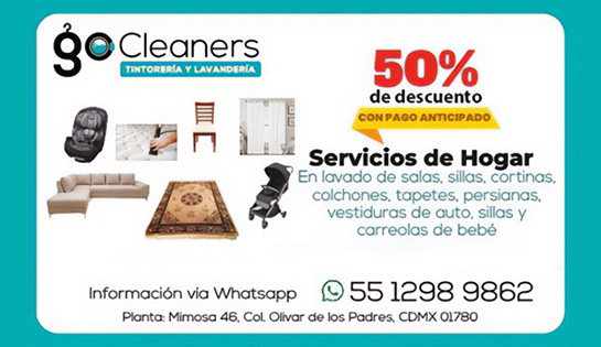 GO CLEANER - 50% de descuento con pago anticipado en Servicios de Hogar.