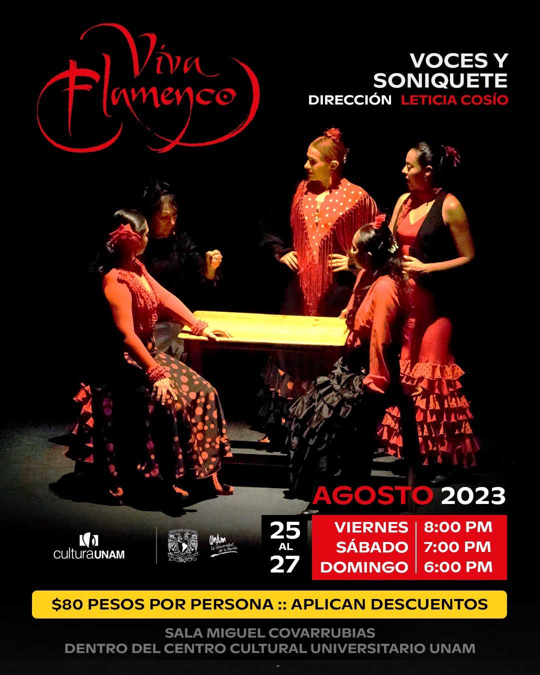 Un estallido de colorido y calidez ofrecerá la compañía ¡Viva Flamenco! con el programa “Voces y Soniquete”