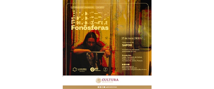 El concierto de Fonósferas, a cargo de Safoh, y el Miércoles Lúdico se presentan en el Palacio de Cultura de Tlaxcala