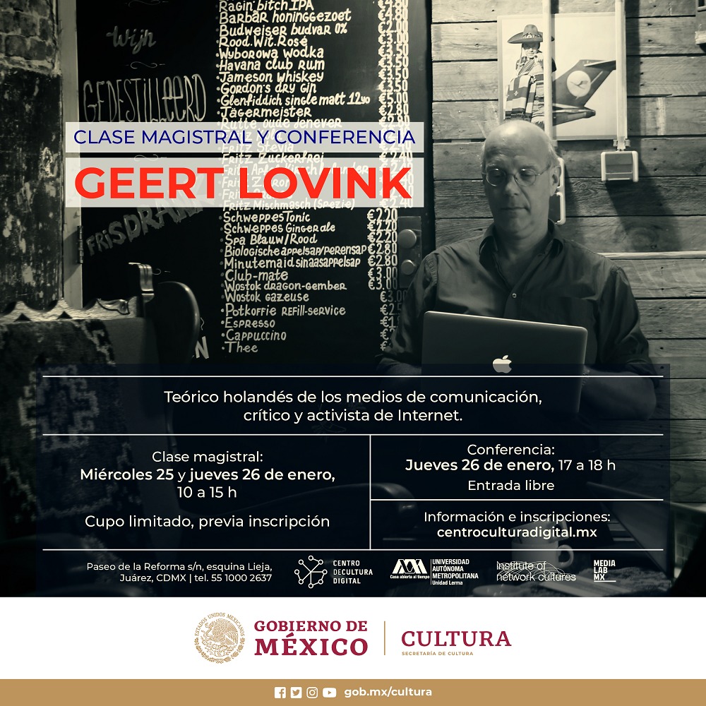 El CCD invita a la clase y conferencia magistral de Geert Lovink