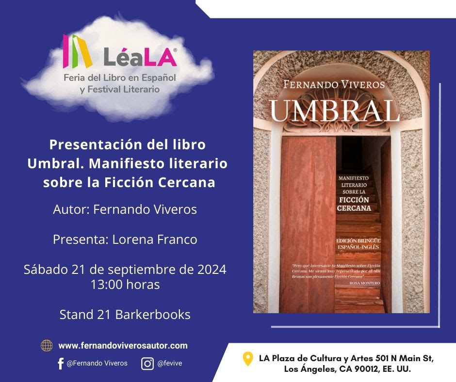 El escritor mexicano Fernando Viveros presentará su novela "Umbral" en LéaLA