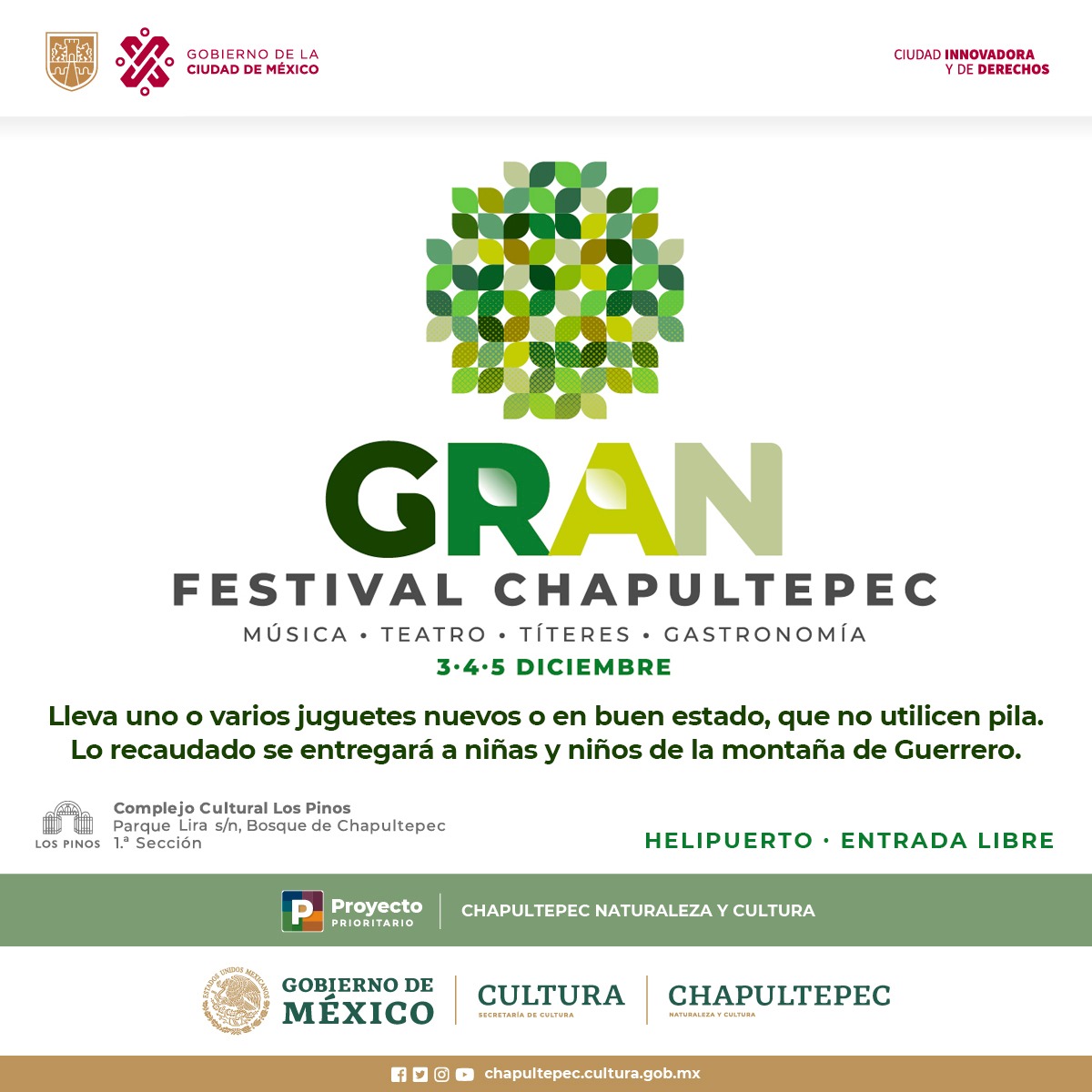 ¡Celebra tres años de cultura en Los Pinos con música, arte y teatro!