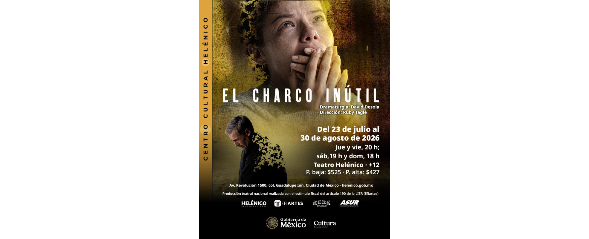 “El charco inútil” llega al Teatro Helénico con una historia sobre el amor, el duelo y la locura