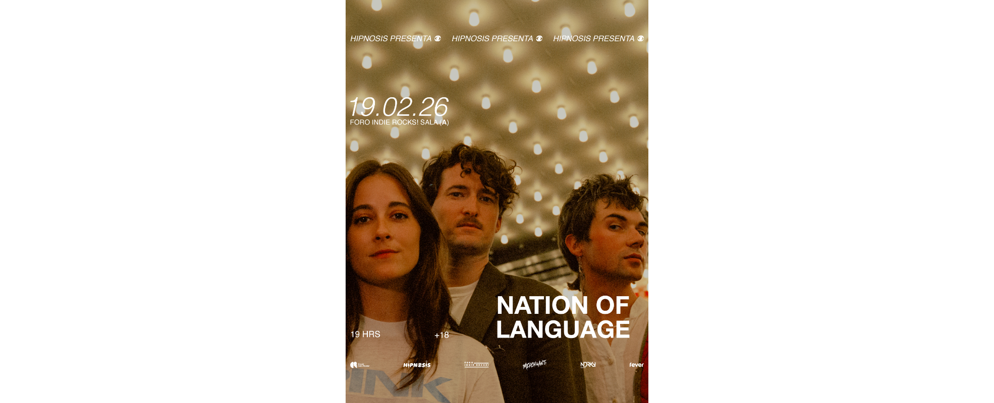 Hipnosis Presenta: Nation of Language en Foro Indie Rocks! 19 de febrero de 2026