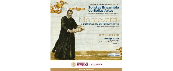 El Helénico y solistas del Ensamble de Bellas Artes recuerdan a Claudio Monteverdi en su 380 aniversario luctuoso